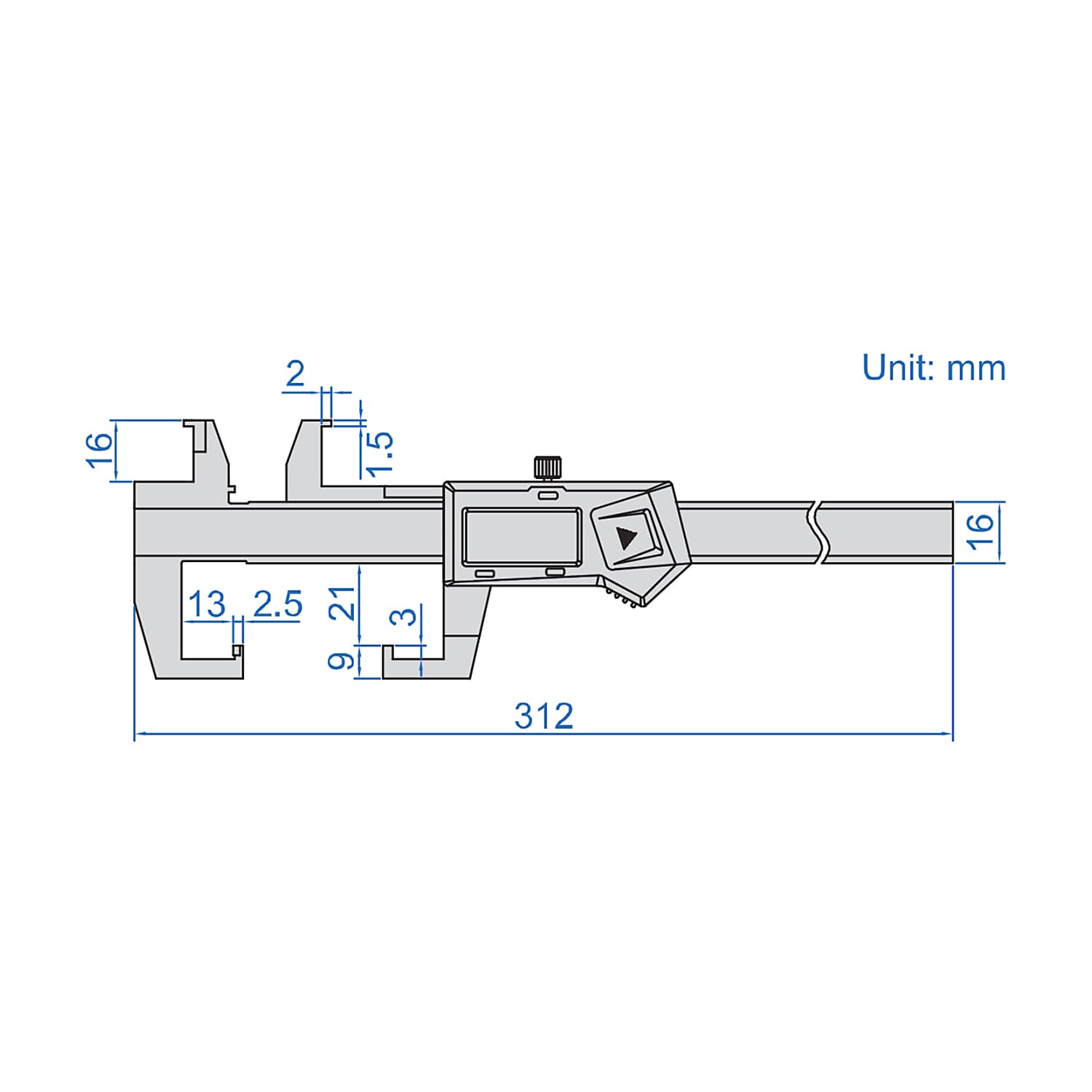 Insize 200 mm / 8 inch Digital Inside Groove Caliper with Data Interface, 1128-200 — view 2