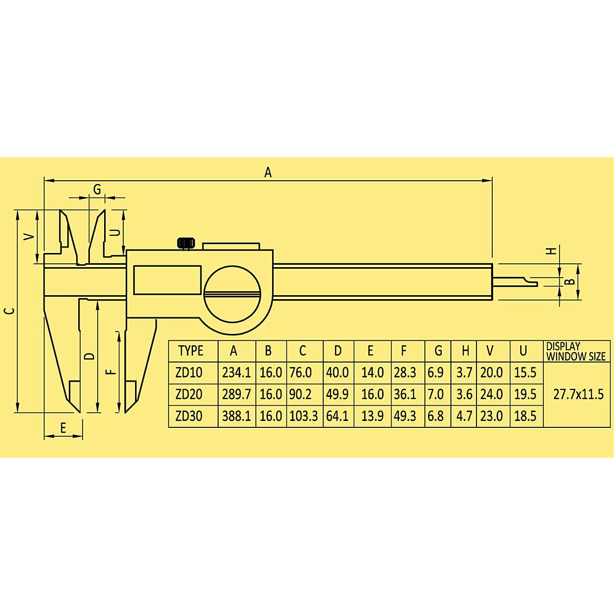 Baker 300 mm / 12 inch (ZD Series) IP67 Water Proof (Swiss Technology) Digital Vernier Caliper, ZD30 — view 2