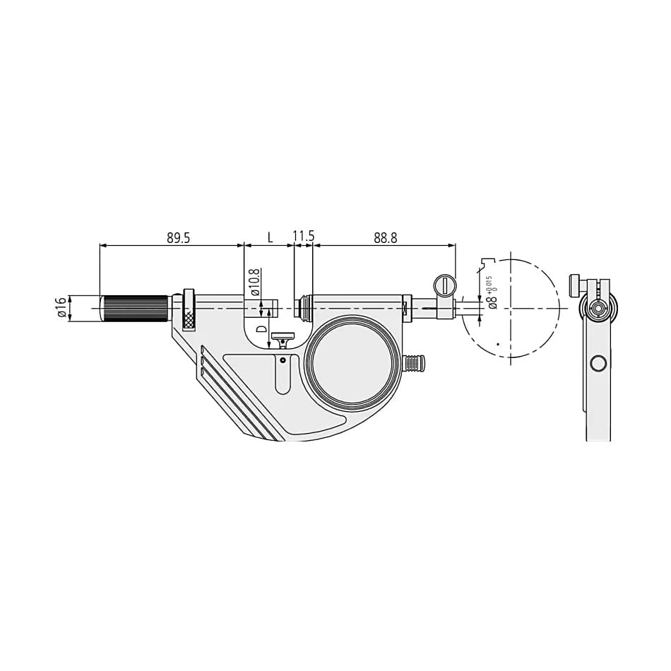 Mitutoyo 0 - 25 mm Snap Meter without Indicator, 523-141 — view 2