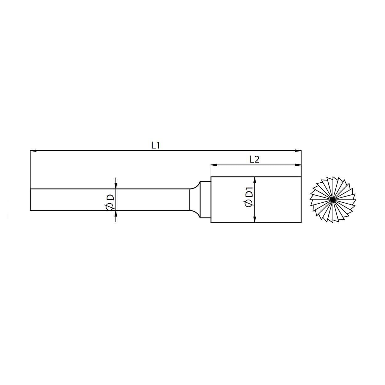 Totem 19 x 75 mm Cylindrical Tungsten Carbide Rotary Burr (With End Cut), CE9