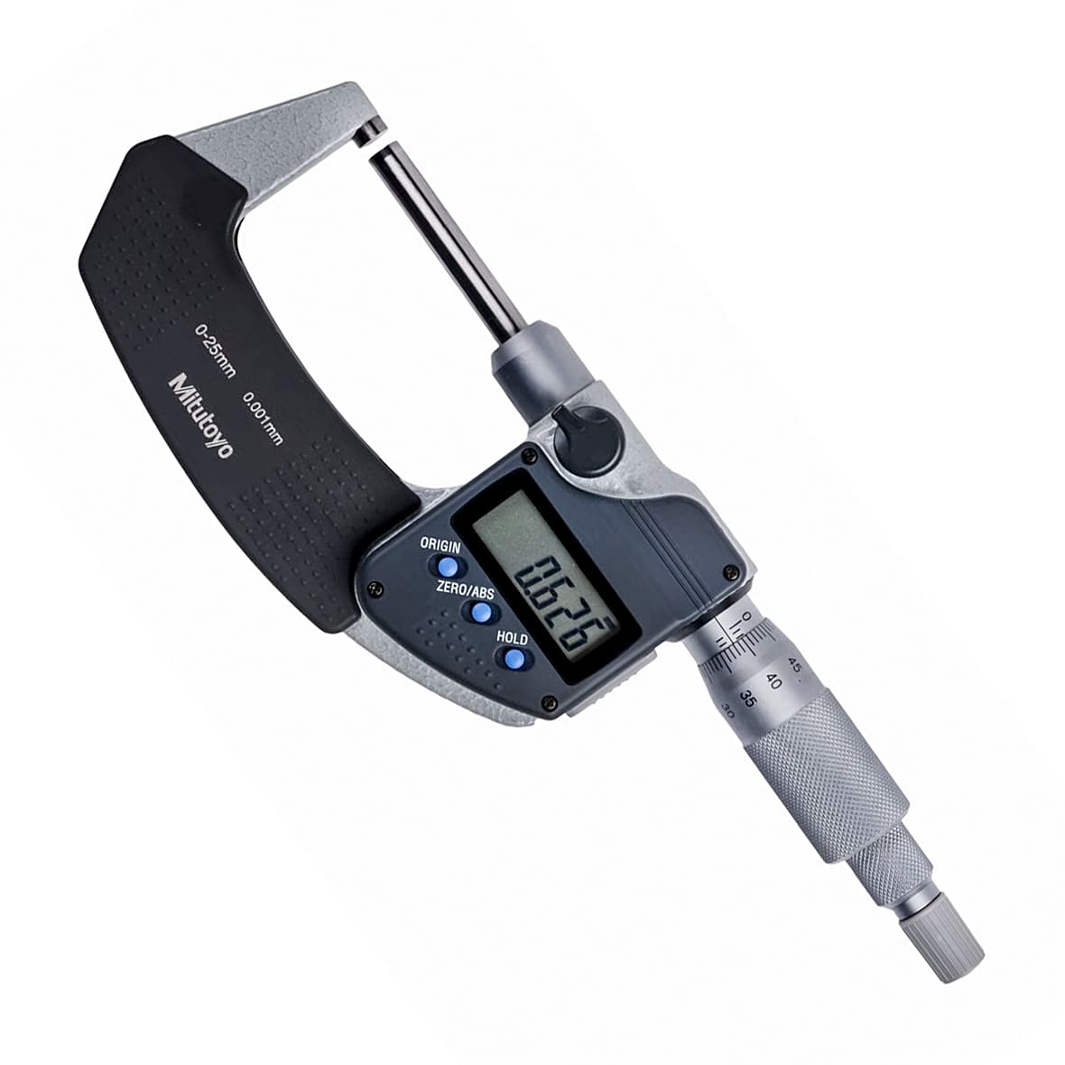 Mitutoyo 0 - 25 mm Non-Rotating Spindle Type Digital Outside Micrometer with Ratchet Stop, 406-250-30 — view 1