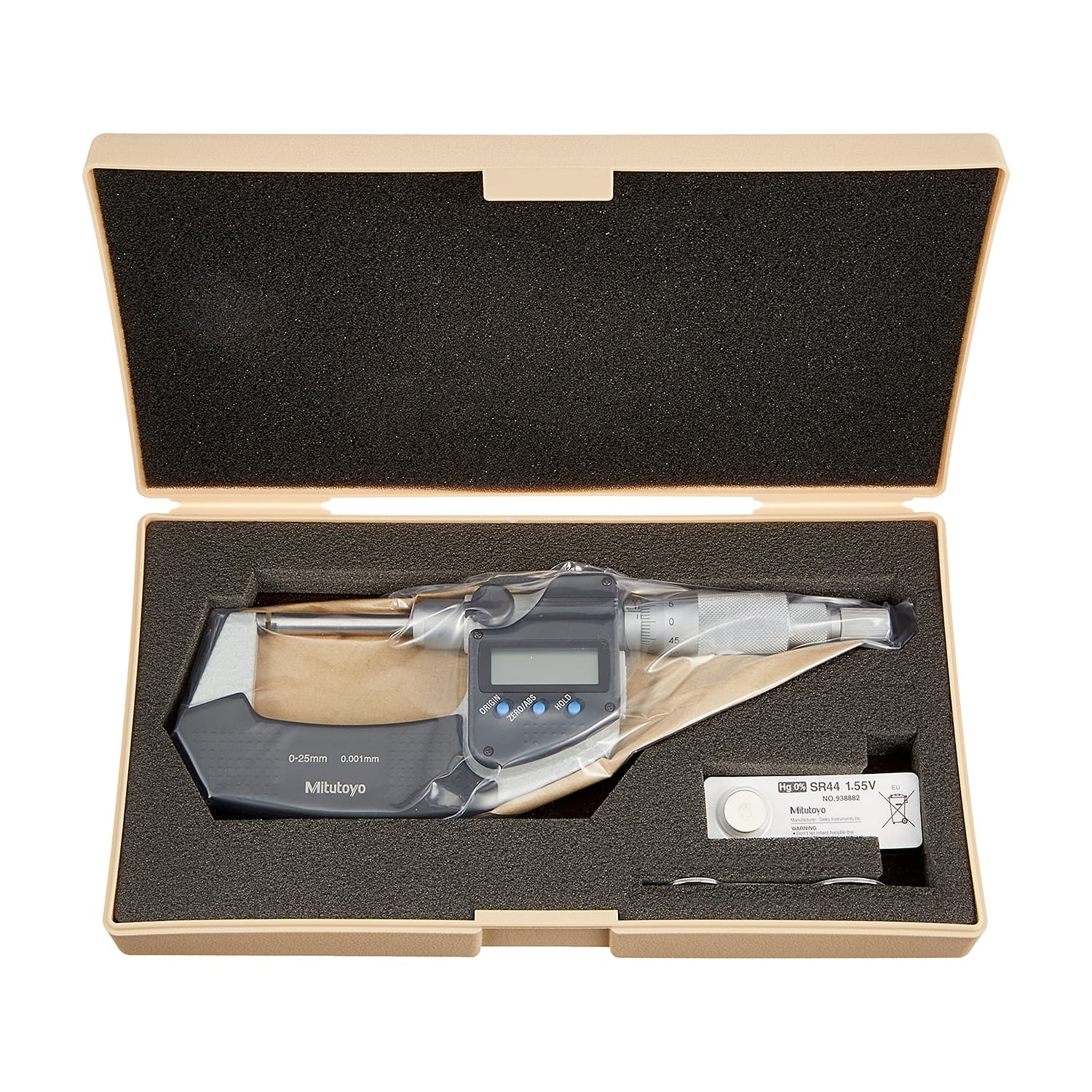 Mitutoyo 0 - 25 mm Non-Rotating Spindle Type Digital Outside Micrometer with Ratchet Stop, 406-250-30 — view 2