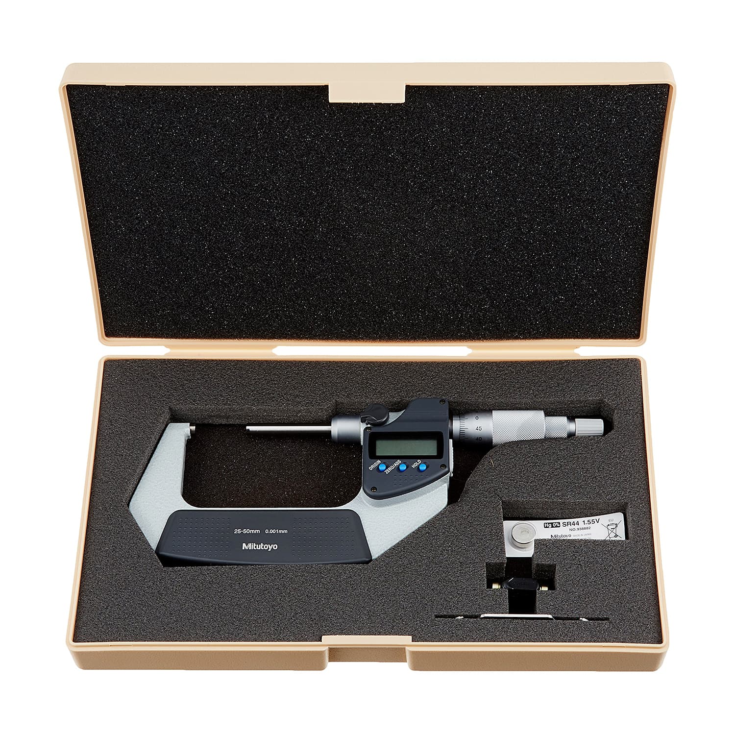 Mitutoyo 25 - 50 mm Non-Rotating Spindle Type Digital Outside Micrometer with Ratchet Stop, 406-251-30 — view 2