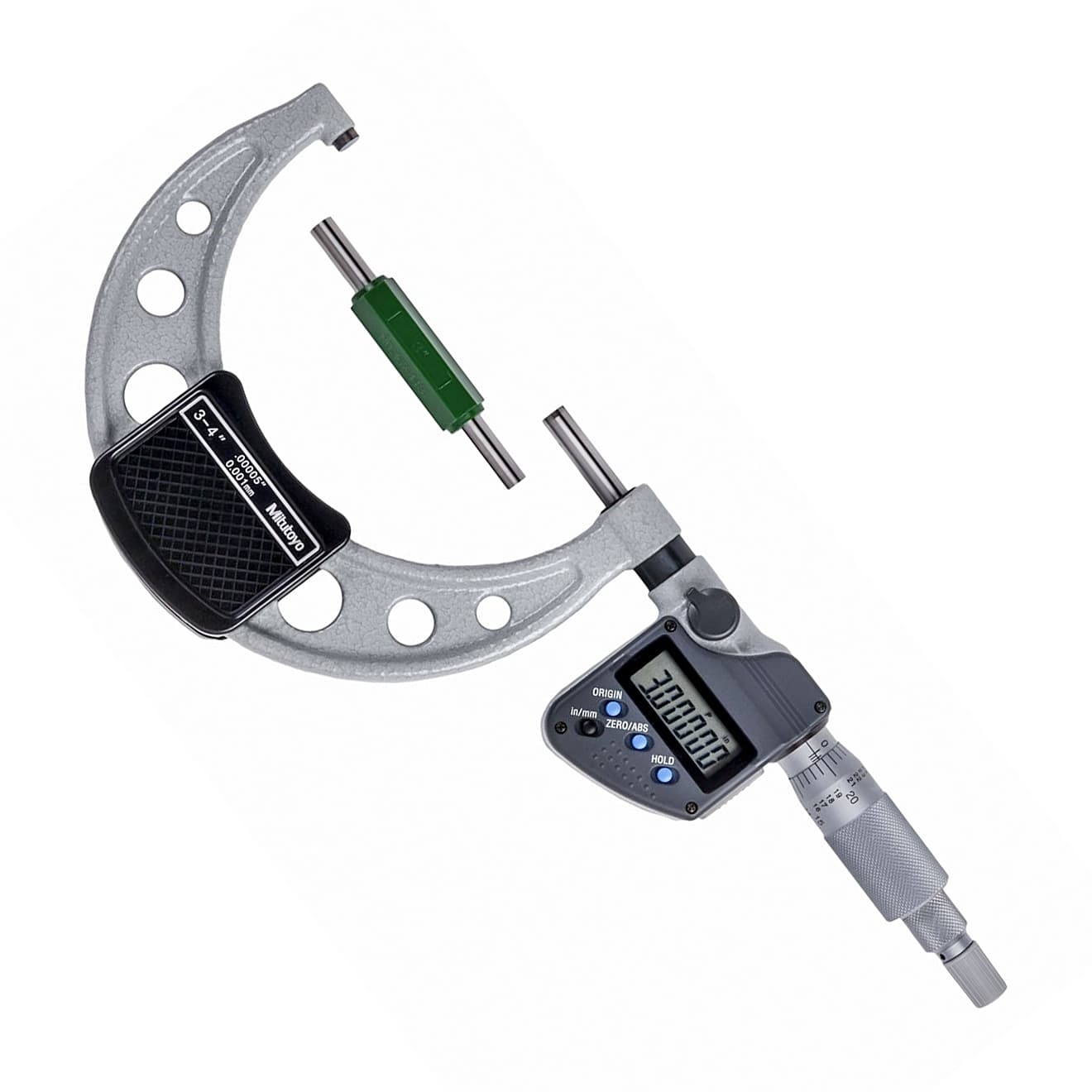 Mitutoyo 3 - 4 inch (76.2 - 101.6 mm) Non-Rotating Spindle Type Digital Outside Micrometer with Ratchet Stop, 406-353-30 — view 1