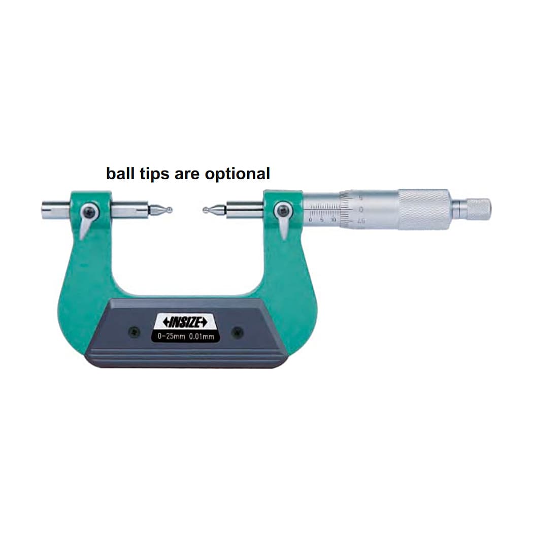 Insize 0 - 25 mm Gear Tooth Micrometer (Without Tips), 3291-25 — view 2