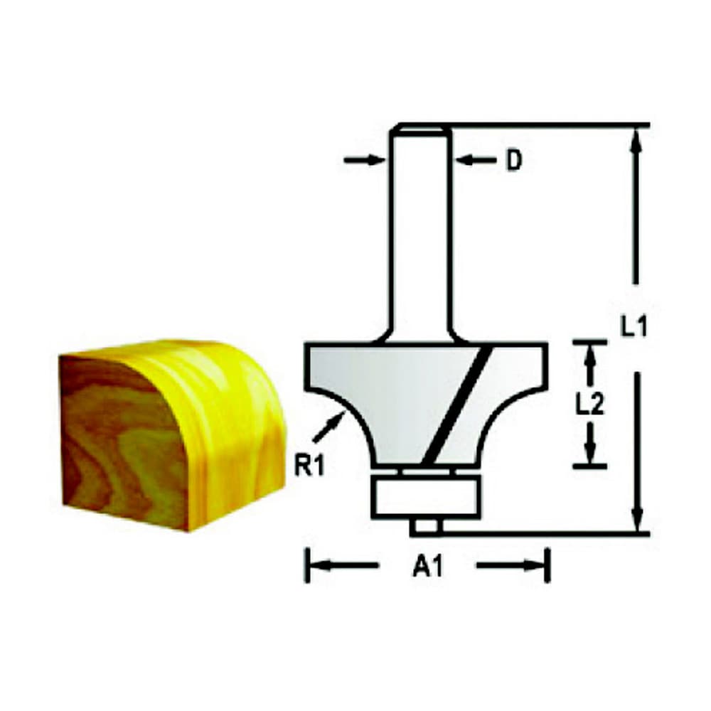 Makita 8.00 mm Router Bit (Roundover Bit - With Bearing), D-48343 — view 2