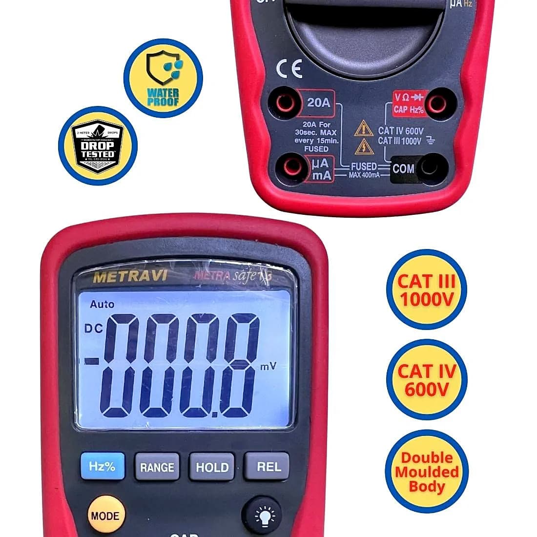 Metravi 3-3/4 Digits / 1000V Fully-Protected Digital Multimeter, Metrasafe-13 — view 3