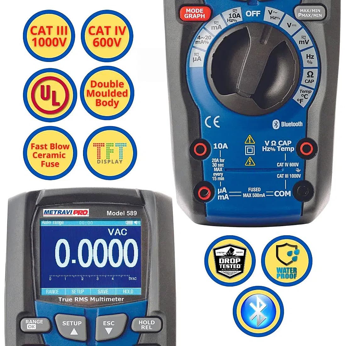 Metravi 50000 Counts / 1000 V AC / DC Digital TRMS Multimeter with Bluetooth Wireless Connectivity, PRO 589 — view 2
