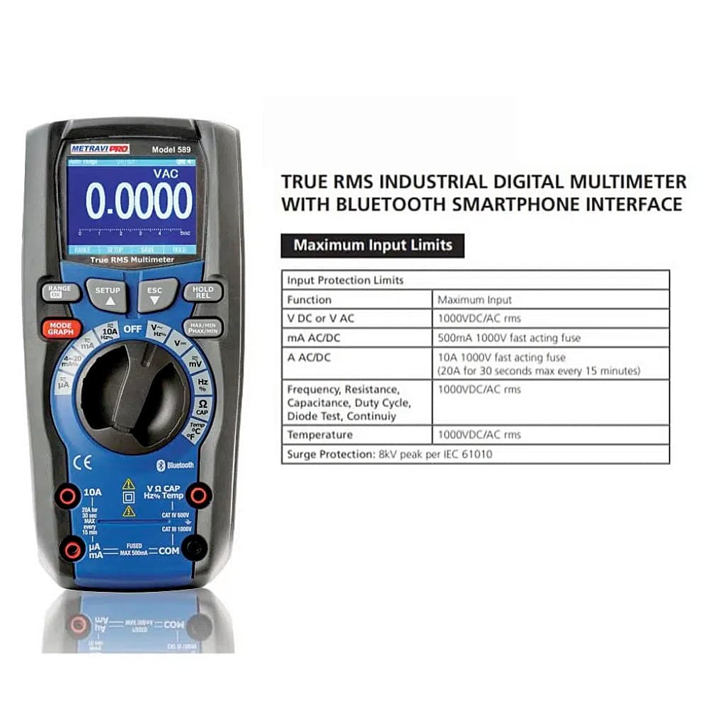 Metravi 50000 Counts / 1000 V AC / DC Digital TRMS Multimeter with Bluetooth Wireless Connectivity, PRO 589 — view 4