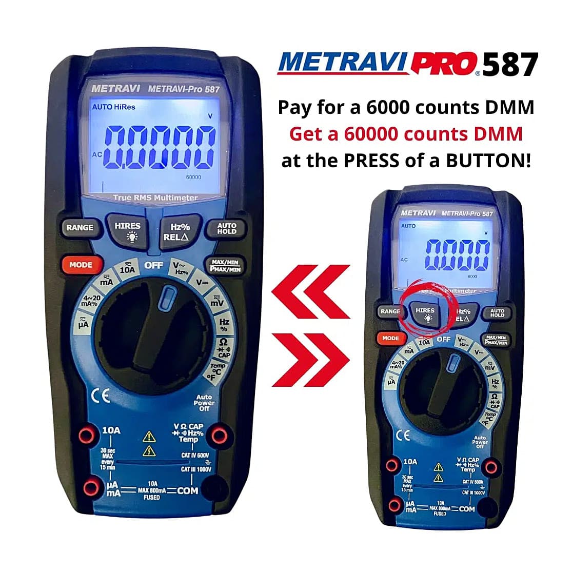 Metravi 6000 Counts / 1000 V AC / DC Digital TRMS Multimeter with VFD, PRO 587 — view 2