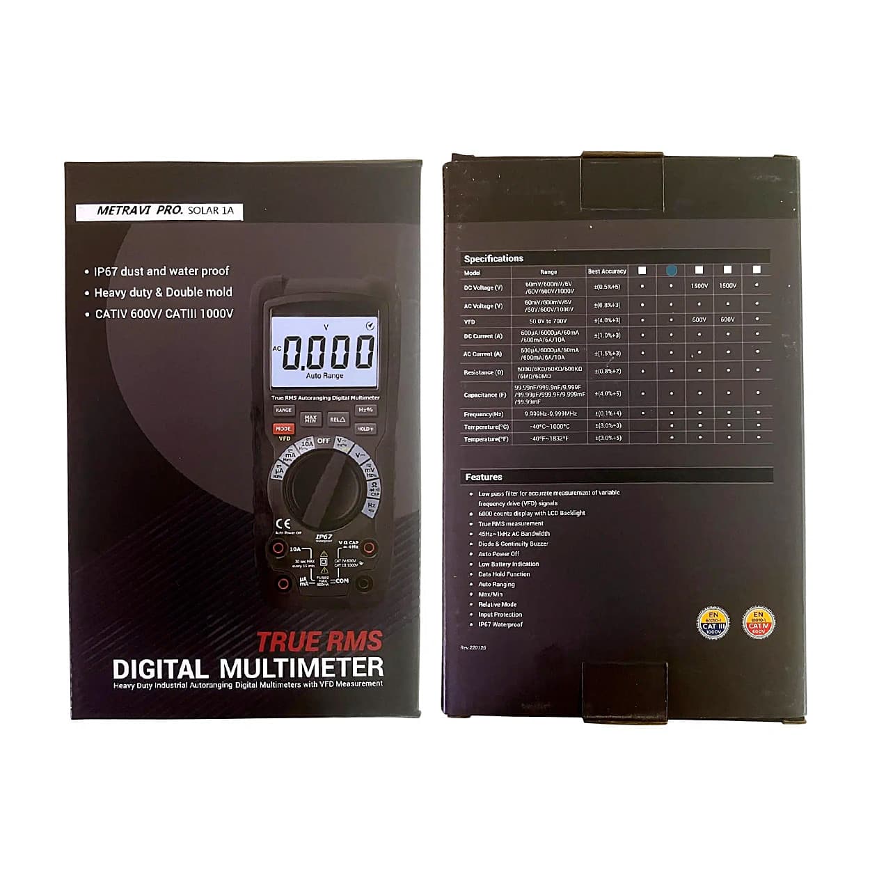Metravi 6000 Counts / 1500V Digital TRMS Auto-Ranging Multimeter, Pro Solar-1A — view 3