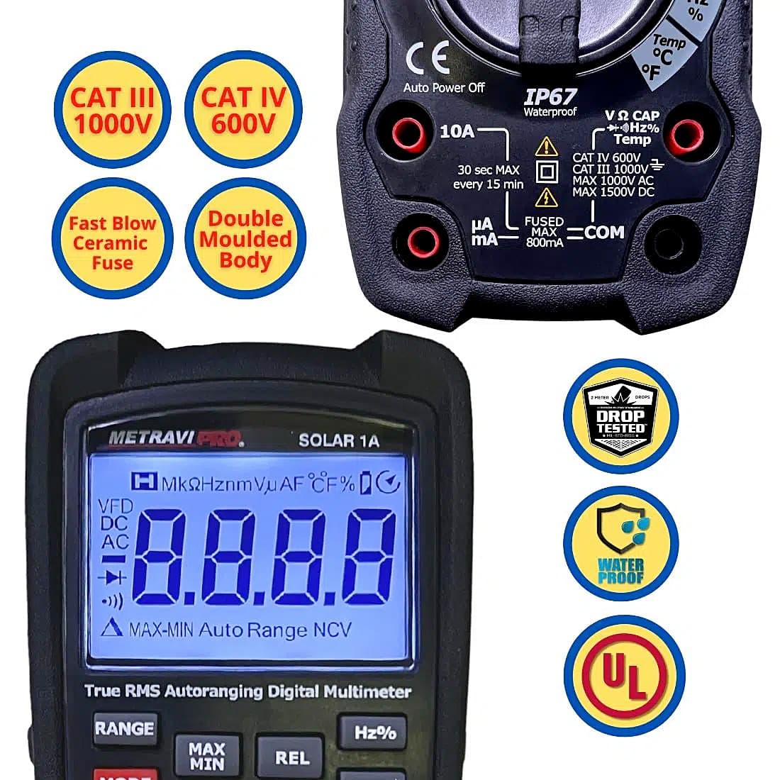 Metravi 6000 Counts / 1500V Digital TRMS Auto-Ranging Multimeter, Pro Solar-1A — view 5