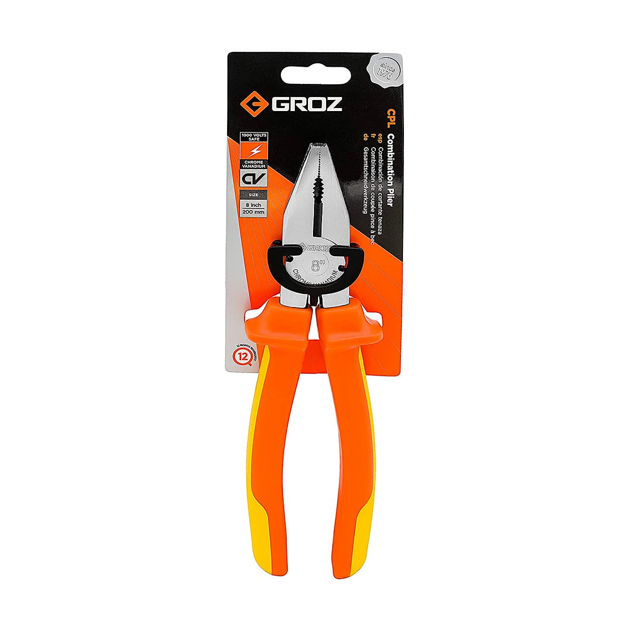 Groz 8 inch / 200 mm Insulated Combination Pliers (VDE), CPL/CV/8 — view 3