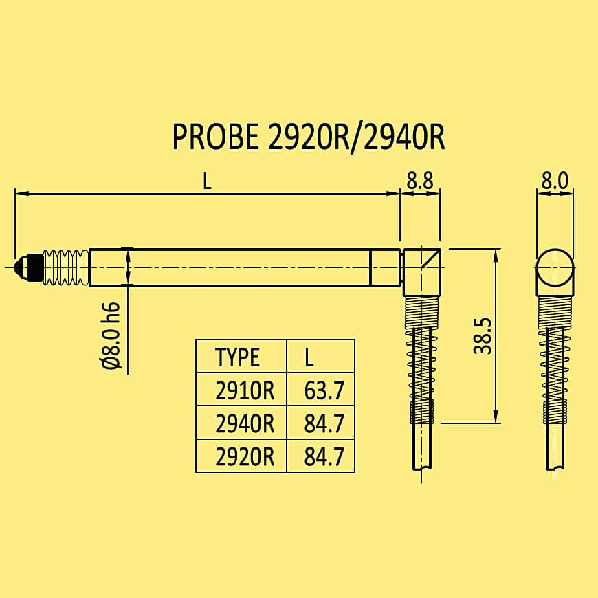 Baker 4.5 mm Half - Bridge Type Electronic Axial Probe With Right Angle Cap, 2940 R — view 2
