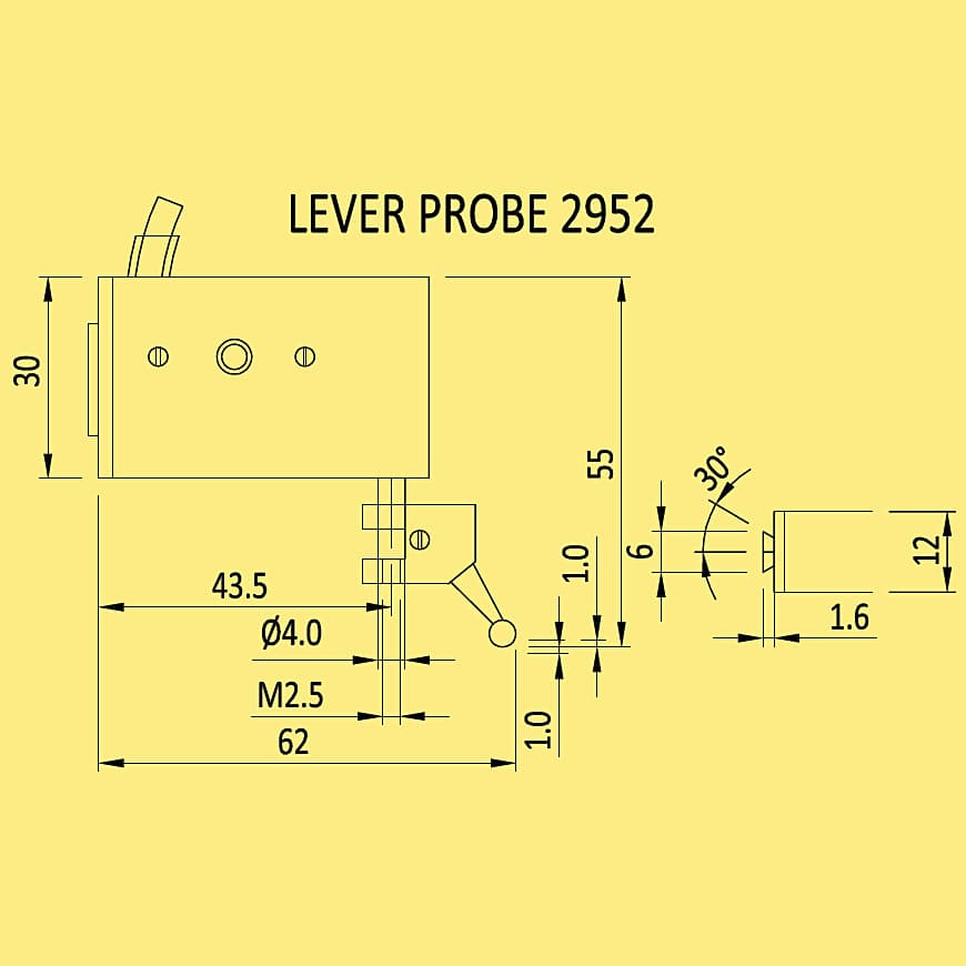 Baker 2 mm Electronic Lever Type Probe, 2952 — view 2