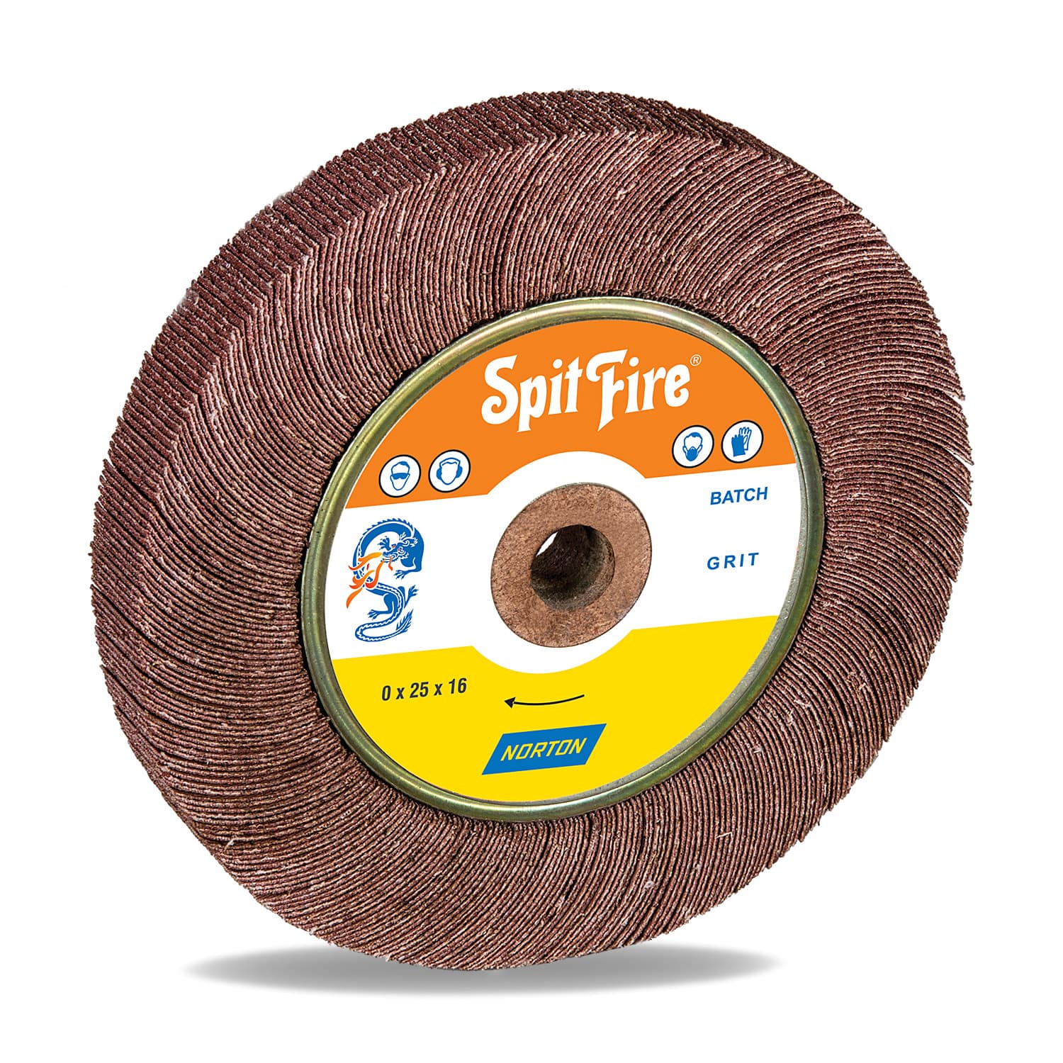 Norton Spitfire 150 x 25 mm / 120 Grit Flap Wheels With Wooden Bush (Pack Of 5 Pcs), FA15