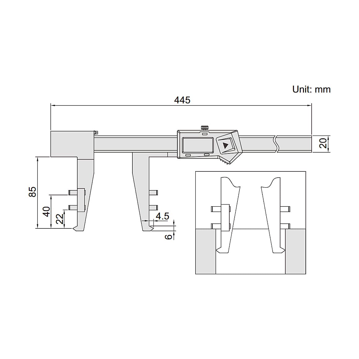 Insize 300 mm / 12 inch Digital Drum Brake Caliper, 1538-300 — view 3