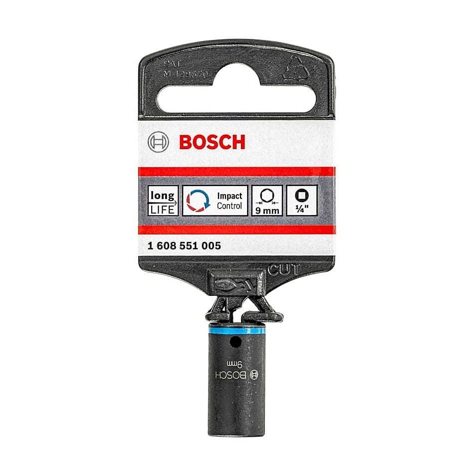 Bosch 9.00 mm, 1/4" Sq. Drive Sockets For Impact Wrenches, 1 608 551 005