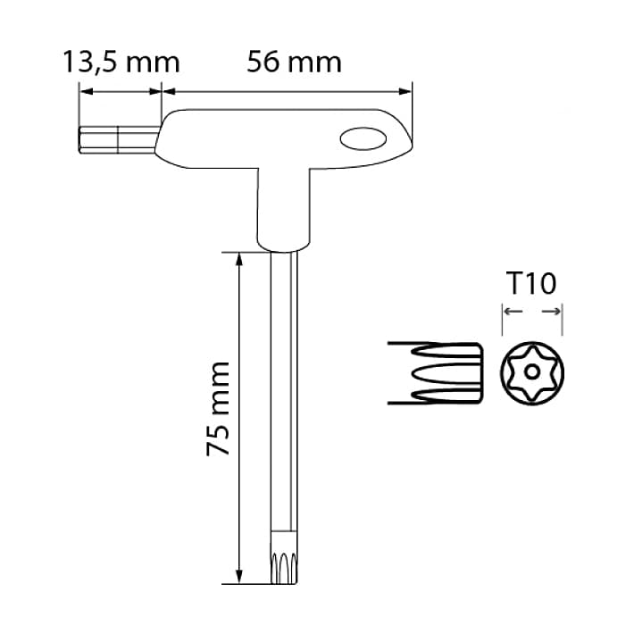 Hogert T10 T-Handle Long Torx Allen Keys, HT1W869