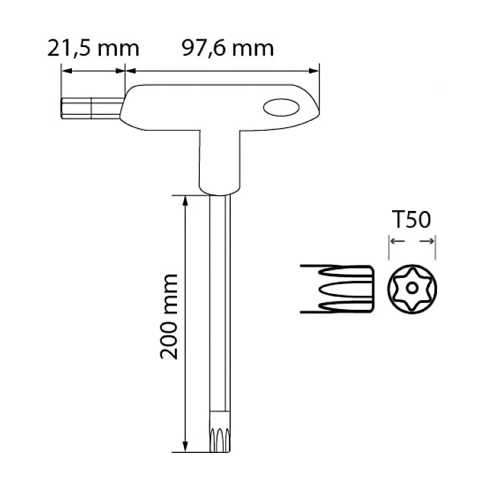 Hogert T50 T-Handle Long Torx Allen Keys, HT1W877