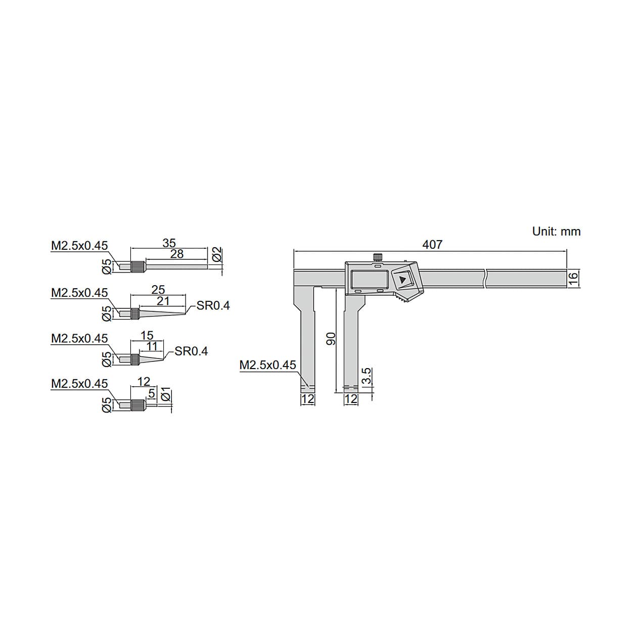 Insize 300 mm / 12 inch Digital Caliper With Interchangeable Point, 1530-300 — view 2