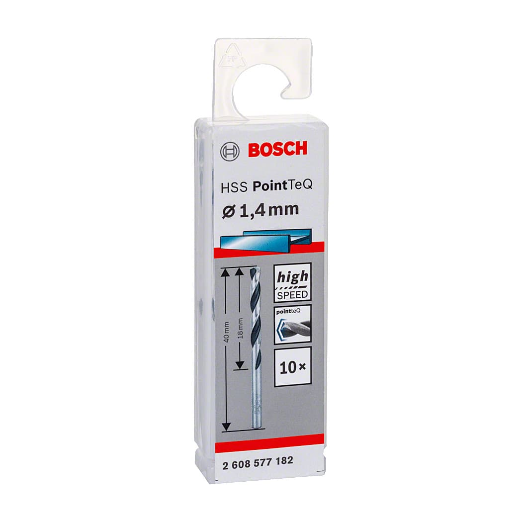 Bosch 1.40 mm HSS Metal Drill Bits PointTeQ Range (Pack of 10 Pcs), 2 608 577 182