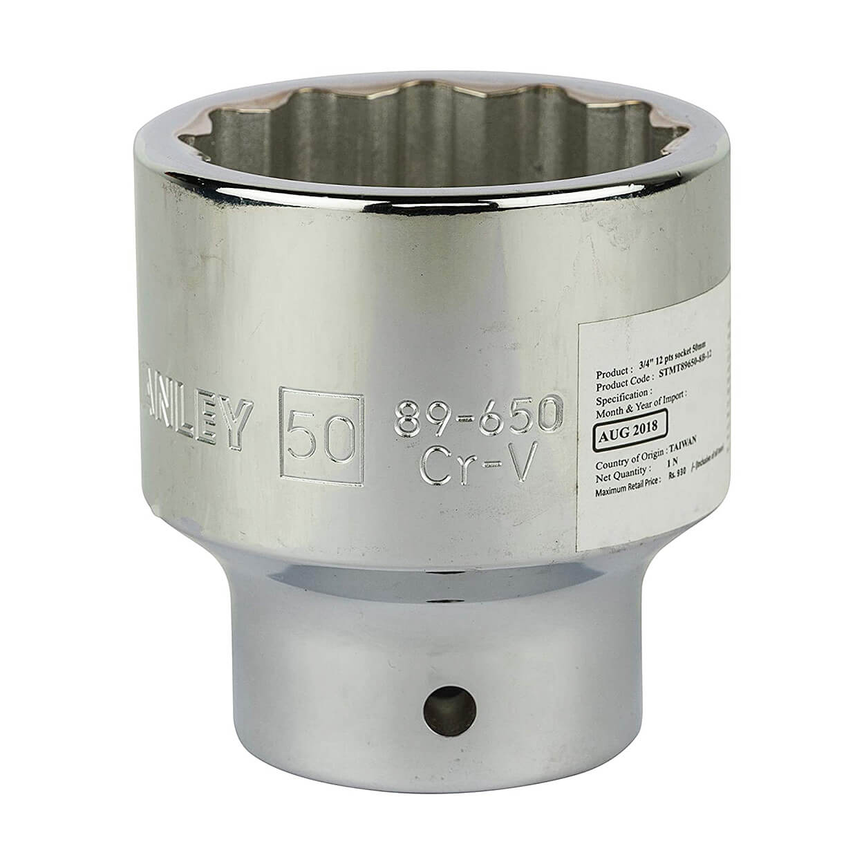 Stanley 50 mm, 3/4 Inch Sq. Drive 12 Point Maxi Drive Bi-Hexagonal Standard Socket, STMT89650-8B