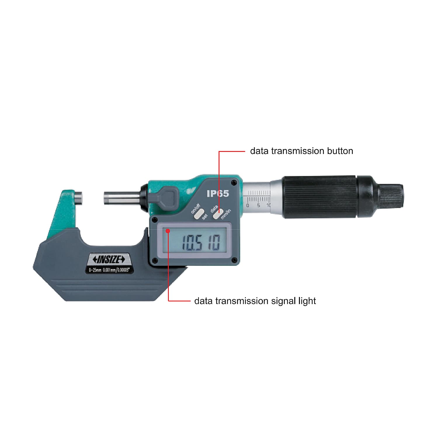 Insize 100 - 125 mm Quick Feeding Digital Outside Micrometer with Data Interface, 3105-125 — view 2