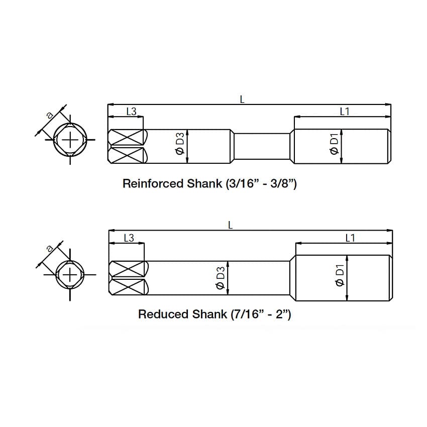 ITM BSF Thread 2 Inch HSS Hand Taps (Set of 3 Pcs)