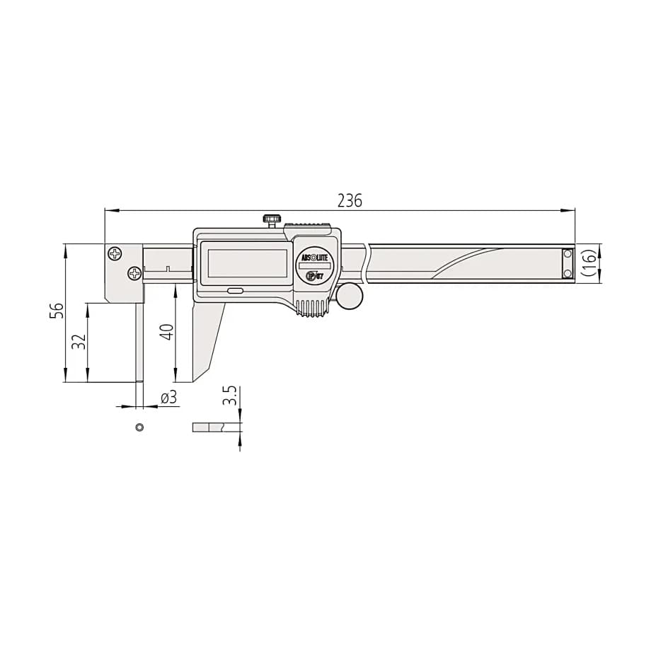Mitutoyo 0 - 150 mm Digital ABS Tube Thickness Caliper with Thumb Roller, 573-661-20 — view 2
