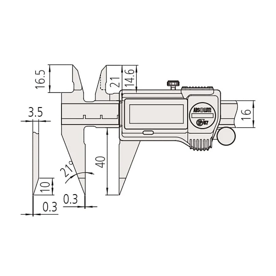 Mitutoyo 150 mm / 6 inch Fine Type Digital ABS Point Caliper with Thumb Roller, 573-721-20 — view 2