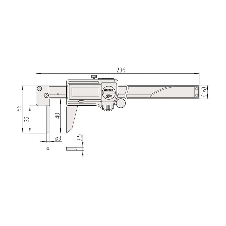 Mitutoyo 150 mm / 6 inch Digital ABS Tube Thickness Caliper with Thumb Roller, 573-761-20 — view 2
