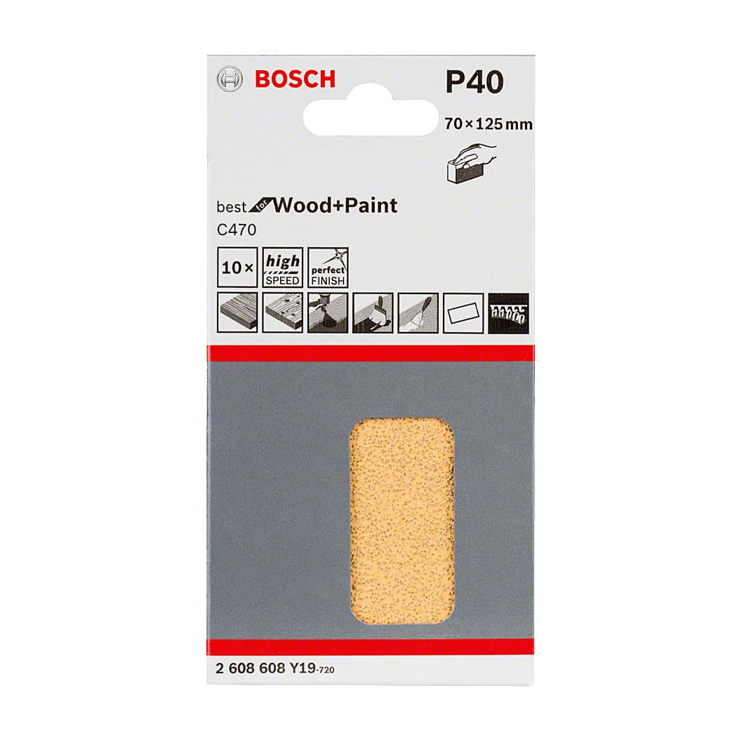 Bosch 70 mm x 125 mm / 60 Grit Sanding Sheet (Pack Of 10 Pcs), 2 608 608 Y20 — view 2