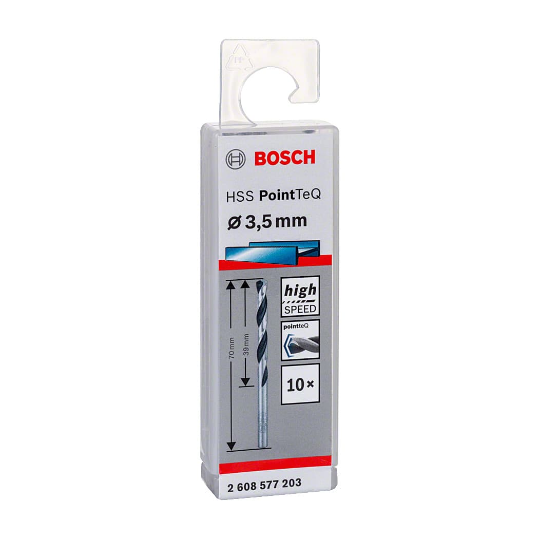Bosch 3.50 mm HSS Metal Drill Bits PointTeQ Range (Pack of 10 Pcs), 2 608 577 203