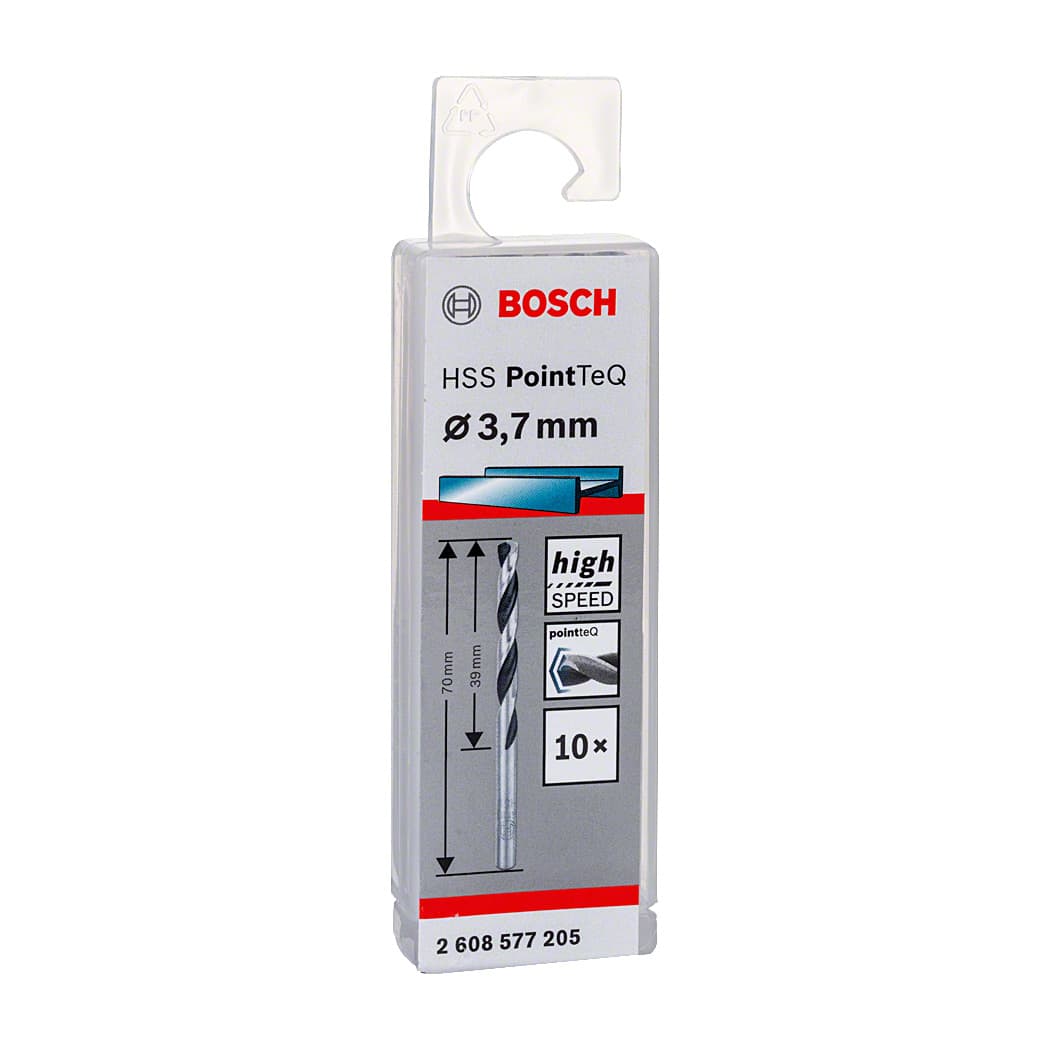 Bosch 3.70 mm HSS Metal Drill Bits PointTeQ Range (Pack of 10 Pcs), 2 608 577 205