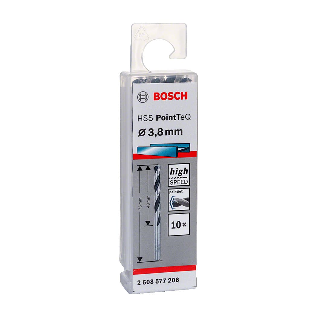 Bosch 3.80 mm HSS Metal Drill Bits PointTeQ Range (Pack of 10 Pcs), 2 608 577 206