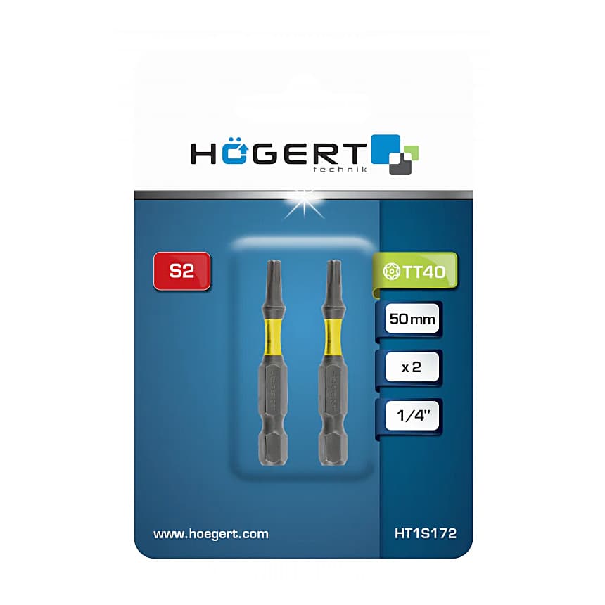 Hogert T10 x 50 mm Length Torx Power Screwdriver Bits (Pack of 2 Pcs), HT1S165 — view 2
