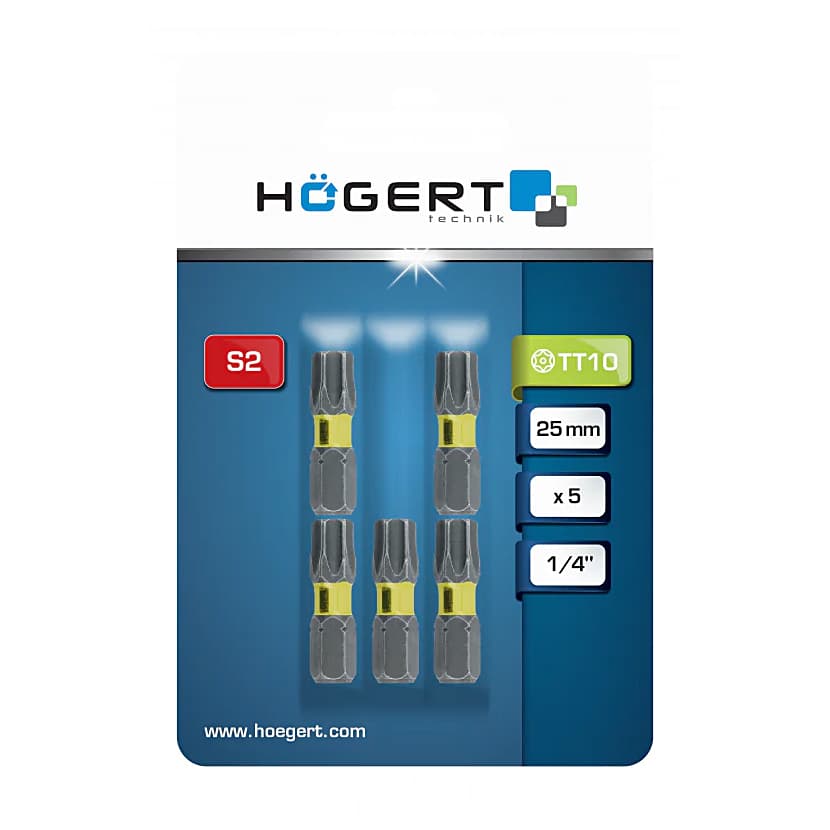 Hogert T30 x 25 mm Length Torx Power Screwdriver Bits (Pack of 5 Pcs), HT1S140 — view 2
