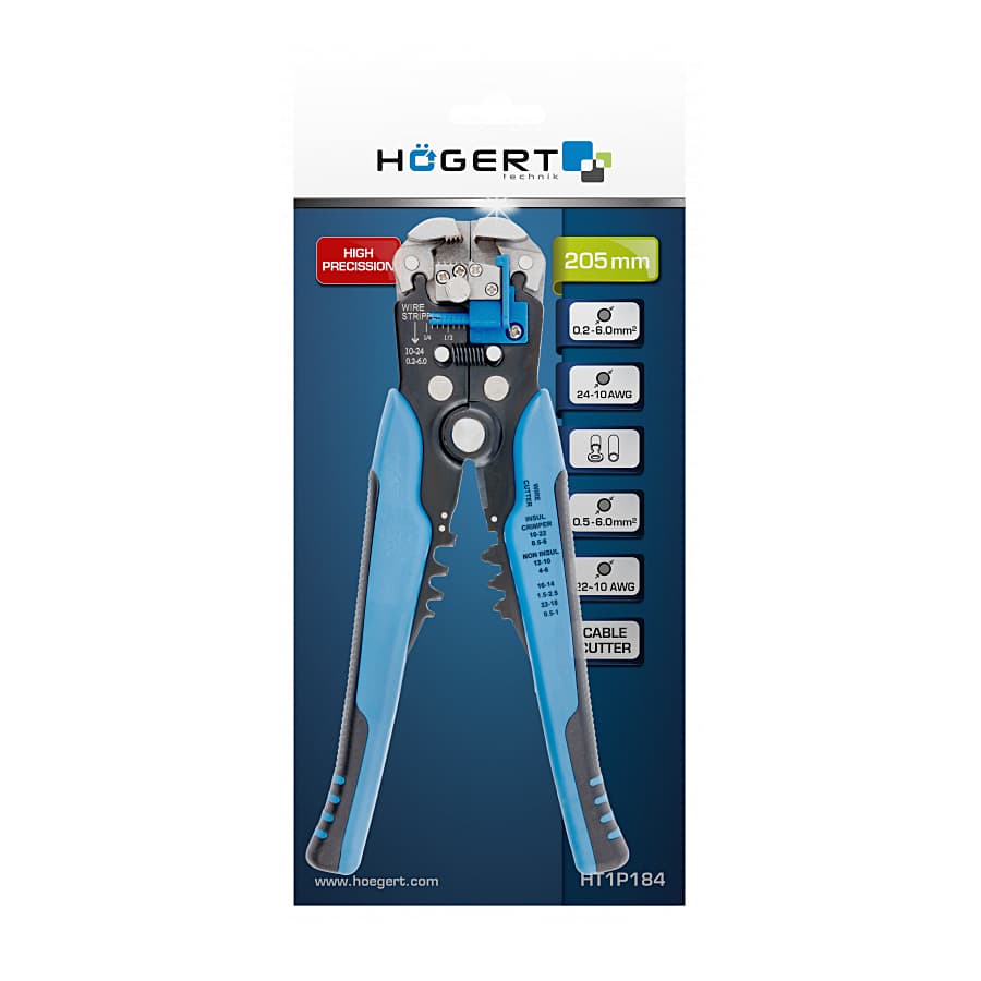 Hogert 8 inch / 205 mm Automatic Insulation Stripper Plier, HT1P184 — view 3