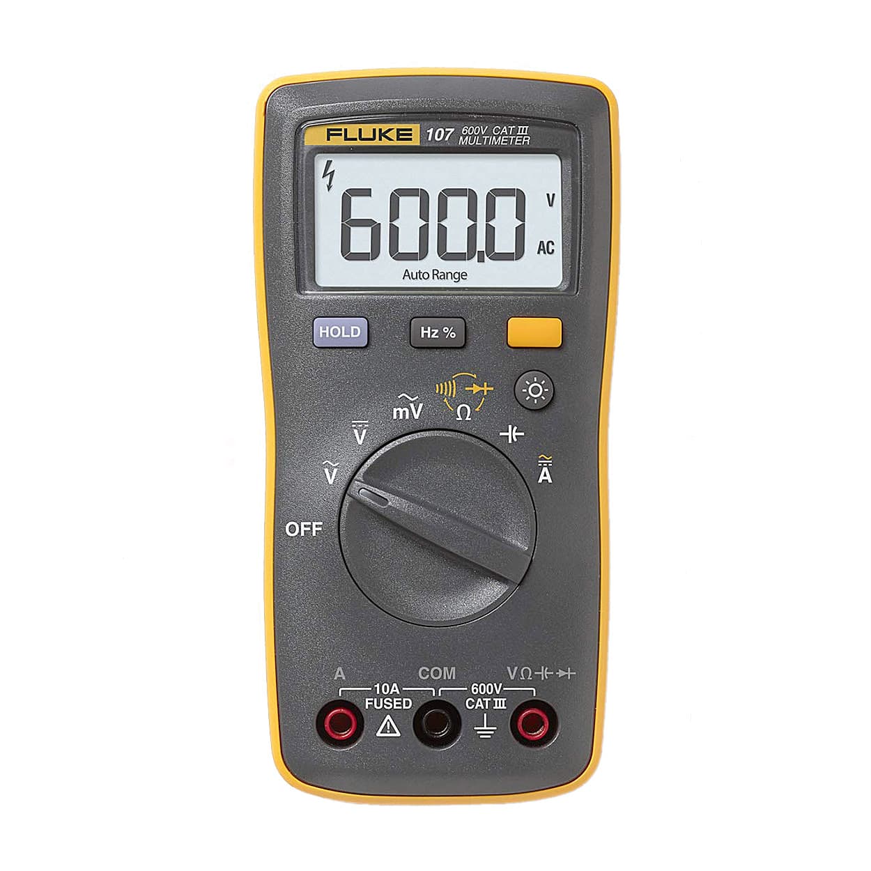 Fluke 107 6000 Counts / 600V CAT III Palm-Sized Digital Multimeter — view 1