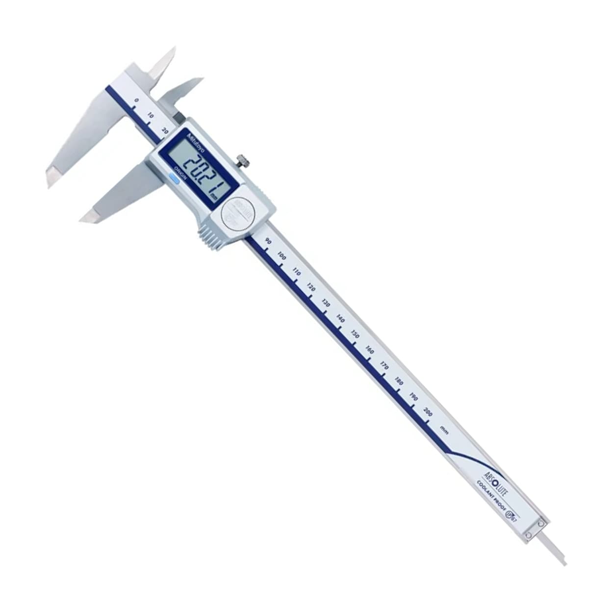 Mitutoyo 0 - 200 mm Absolute Digital Caliper with Data Output without Thumb Roller (IP67 Coolant-Proof), 500-717-20 — view 1