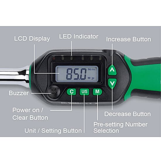 Toptul 4.2 - 85 Nm Digital Toque Wrench - Short Handle Type (3/8 Sq. Drive), DT-085S — view 2