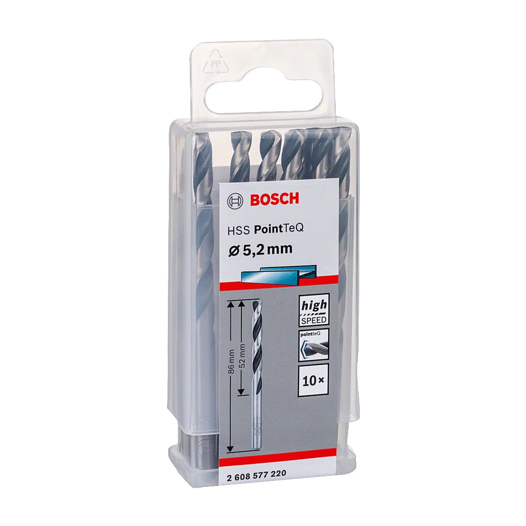 Bosch 5.20 mm HSS Metal Drill Bits PointTeQ Range (Pack of 10 Pcs), 2 608 577 220