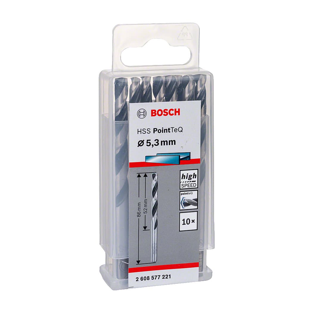 Bosch 5.30 mm HSS Metal Drill Bits PointTeQ Range (Pack of 10 Pcs), 2 608 577 221