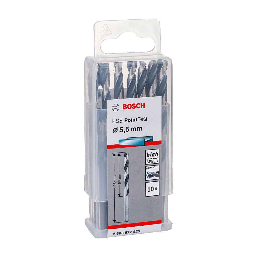 Bosch 5.50 mm HSS Metal Drill Bits PointTeQ Range (Pack of 10 Pcs), 2 608 577 223