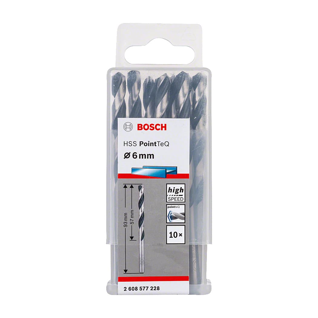 Bosch 6.00 mm HSS Metal Drill Bits PointTeQ Range (Pack of 10 Pcs), 2 608 577 228