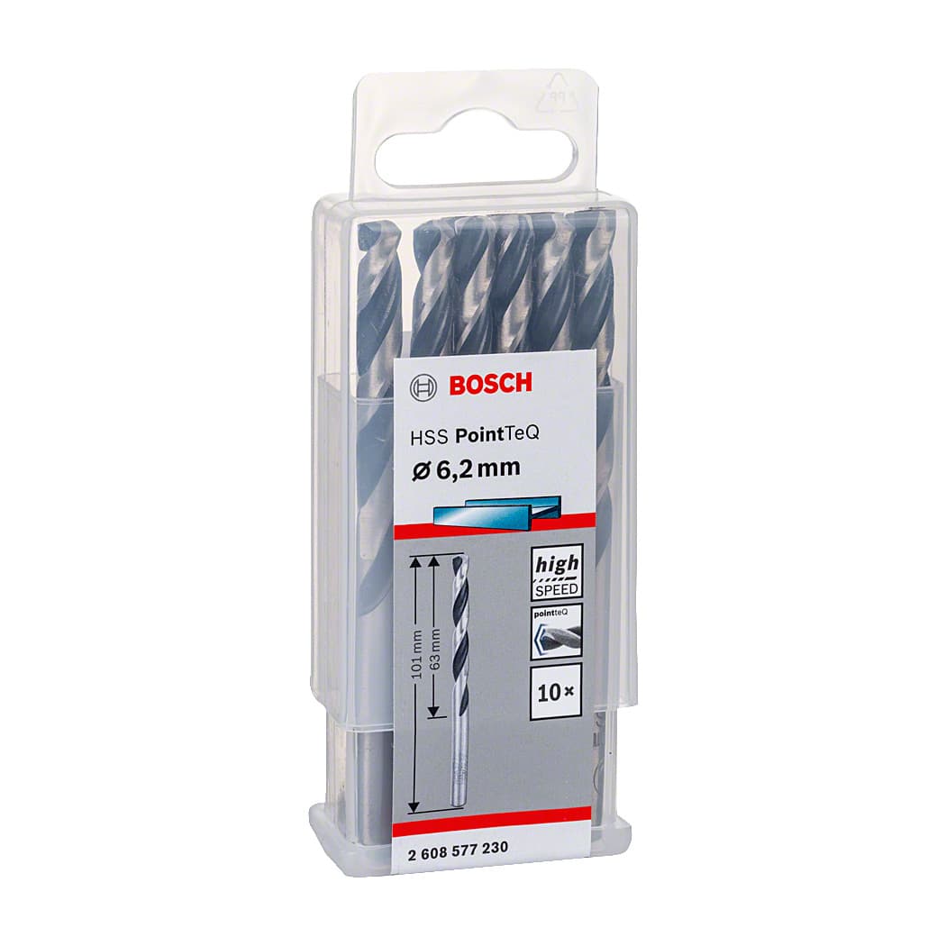 Bosch 6.20 mm HSS Metal Drill Bits PointTeQ Range (Pack of 10 Pcs), 2 608 577 230