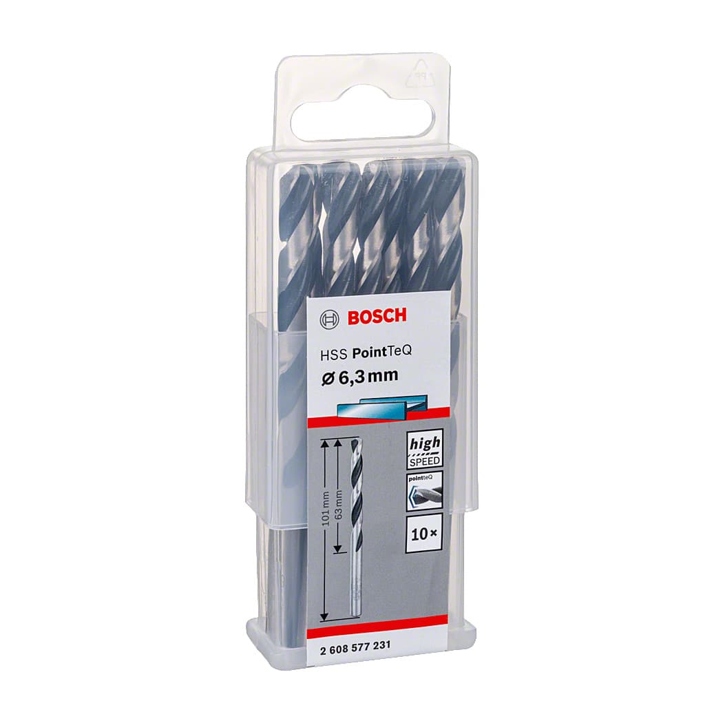 Bosch 6.30 mm HSS Metal Drill Bits PointTeQ Range (Pack of 10 Pcs), 2 608 577 231