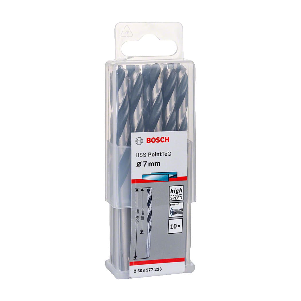 Bosch 7.00 mm HSS Metal Drill Bits PointTeQ Range (Pack of 10 Pcs), 2 608 577 238