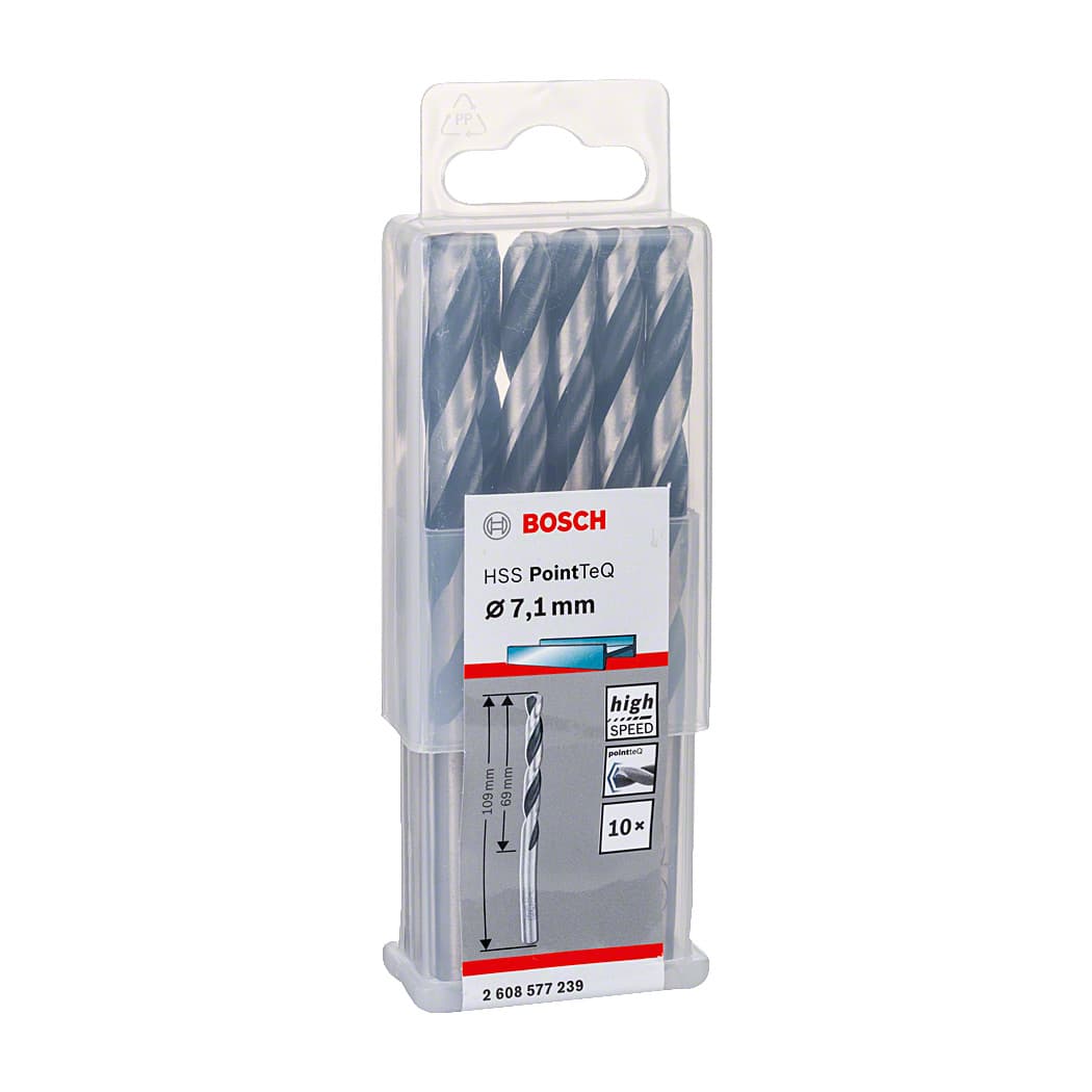 Bosch 7.10 mm HSS Metal Drill Bits PointTeQ Range (Pack of 10 Pcs), 2 608 577 239
